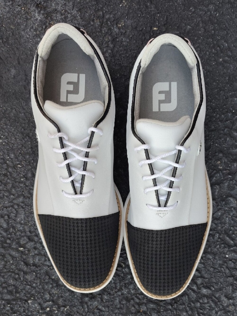 FootJoy White and Black Women's Athletic Golf Shoes - Picture 2 of 6